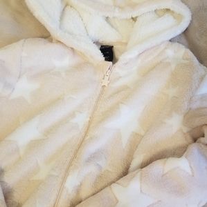 Fuzzy pink star adult onesie